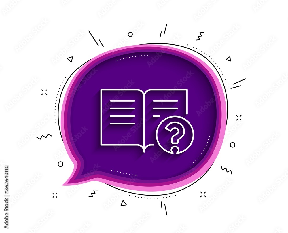 Poster technical help line icon. chat bubble with shadow. instruction sign. thin line help icon. vector