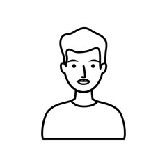 avatar serious man icon, line style