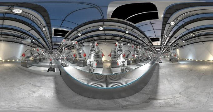 Assembly of 3D printer on the conveyer belt. 4K footage