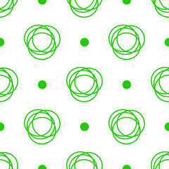 Abstract pattern of green rings and circles. Illustration. Seamless fabric.