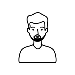 avatar adult man with beard, line style