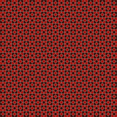 Seamless pattern with symmetric geometric ornament. Red color square chain background. Mosaic wallpaper