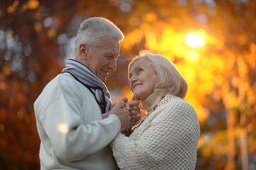 Portrait of beautiful happy senior couple holding hands
