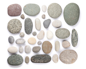 Set of various sea stones. Isolated