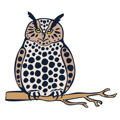 Vector background hand drawn doodle owl. Hand drawn ink illustration. Modern ornamental decorative background. Vector pattern. Print for textile, cloth, wallpaper, scrapbooking