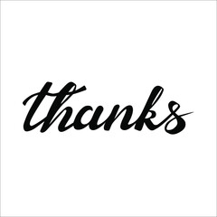 thanks word hand lettering isolated on white background. Gratitude word