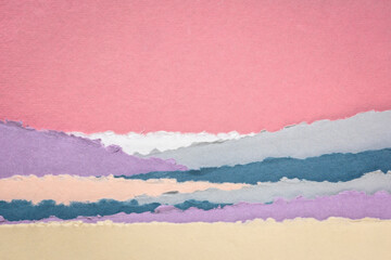 landscape in pink and blue tones  - a collection of colorful handmade Indian papers produced from recycled cotton fabric