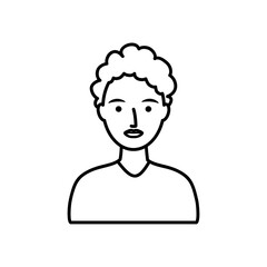 avatar afro man icon, line style