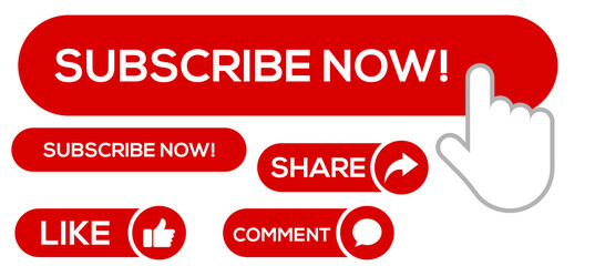 SUBSCRIBE ICON WITH LIKE, COMMENT AND SHARE ICONS 