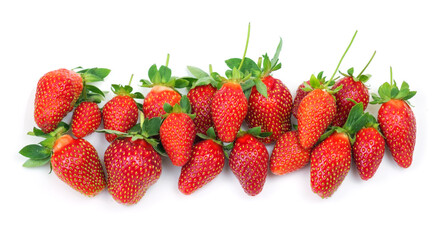 Fresh red strawberries on white background close-up