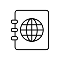 phonebook and global sphere icon, line style