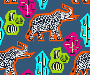 Vector background hand drawn doodle elephant. Hand drawn ink illustration. Modern ornamental decorative background. print for textile, cloth, scrapbooking