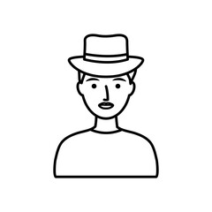 avatar man wearing a hat, line style