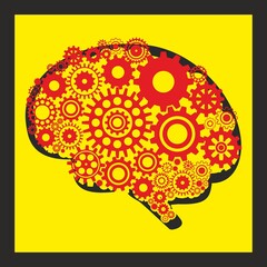 The human brain. Creative concept of the human brain, screw-wheel, vector illustration