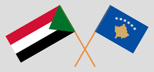 Crossed flags of Kosovo and Sudan