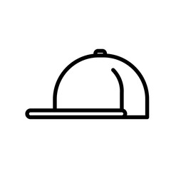 Baseball hat, minimal black and white outline icon. Flat vector illustration. Isolated on white background.