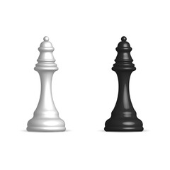 Black and white chess piece queen, vector illustration.