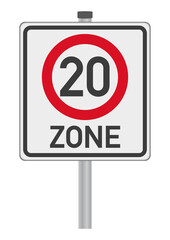 Verkehrschild, Tempo 20, 20er Zone, Nachbildung