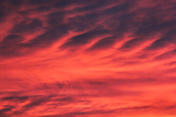 Dark orange clouds at sunset.