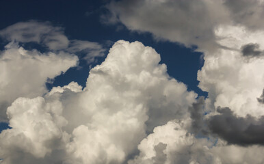 Large cumulus clouds in the sky.