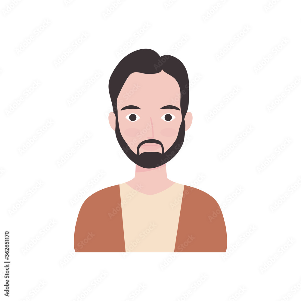 Canvas Prints cartoon adult man with beard, flat style