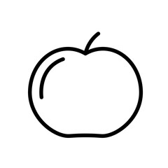 Apple fruit simple black and white outline icon. Flat vector illustration. Isolated on white background.