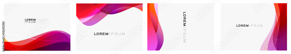 Wall mural set of colorful gradient curve on white background with space. modern background for business or tec