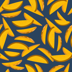Mango vector illustrations. Seamless pattern background. hand draw cartoon Scandinavian nordic design style for fashion or interior or cover or textile.
