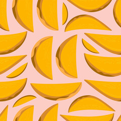 Mango vector illustrations. Seamless pattern background. hand draw cartoon Scandinavian nordic design style for fashion or interior or cover or textile.