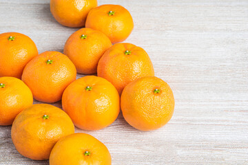 Fresh Oranges On White Painted Texture Wood Panel