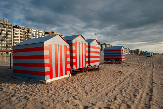 bathing cabins at De Panne beach, Belgium