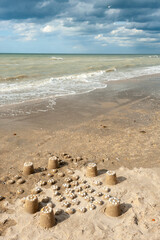 sand castle on the beach of Ostend. Belgium