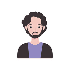 avatar young man with beard icon, flat style