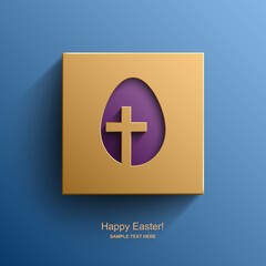 Obraz premium Easter card in the shape of an egg with the image of a Christian cross, Easter background