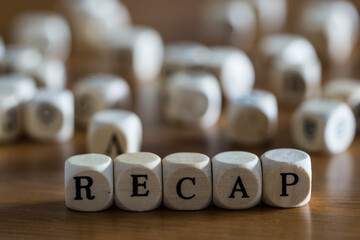 Recap written with wooden cubes