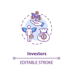 Investors concept icon. Business profit. Corporate and financial management. Money successful investment idea thin line illustration. Vector isolated outline RGB color drawing. Editable stroke