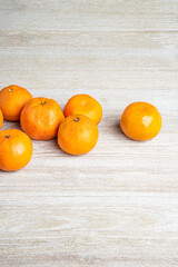 Fresh Oranges On White Painted Texture Wood Panel