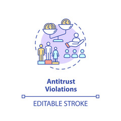 Antitrust violations concept icon. Anti competitive regulation. US common corporate crime. Competitive law idea thin line illustration. Vector isolated outline RGB color drawing. Editable stroke