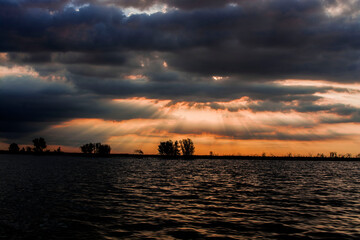 sunset over the river
