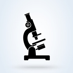 Microscope simple isolated symbol, laboratory equipment icon .