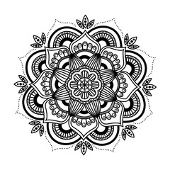 Vector mandala for coloring page. Decorative round pattern with lines, dots and circles