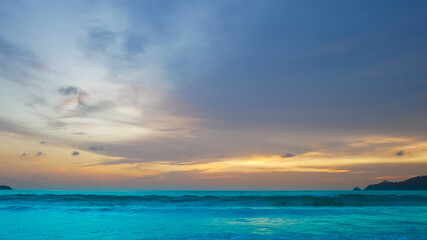 beautiful colourful twilight sky background and sea beach