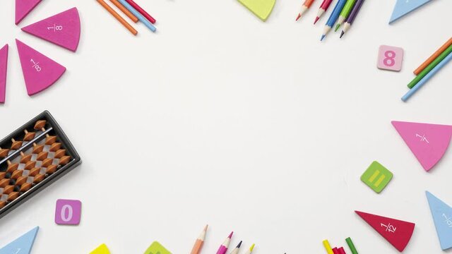 Stop motion animation of school background, intro template back to school, place for text