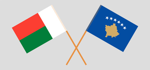 Crossed flags of Kosovo and Madagascar