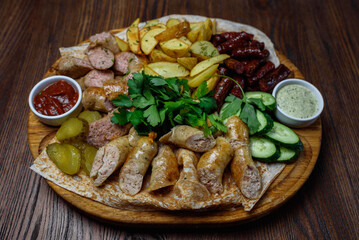 
meat and vegetable plate kebab grilled vegetables