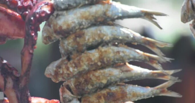 sardine on the skewer beach