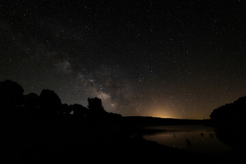 Milky way over a pine forest. Granadilla. Spain.