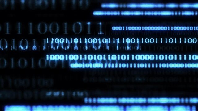 Video Background 2561: A screen display of streaming binary numbers (Loop).