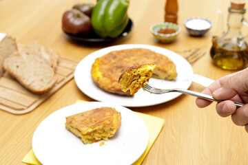 Close up of spanish omelette portion