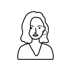 cartoon woman wearing hoops earrings, line style